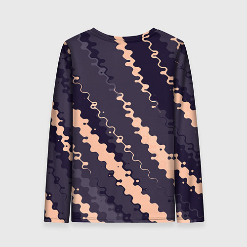 Женский лонгслив Фиолетовый с бежевым искажённые полосы / 3D-принт – фото 2