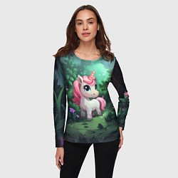 Лонгслив женский Единорожка с розовой гривой, цвет: 3D-принт — фото 2