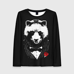 Лонгслив женский Панда в черном костюме, цвет: 3D-принт