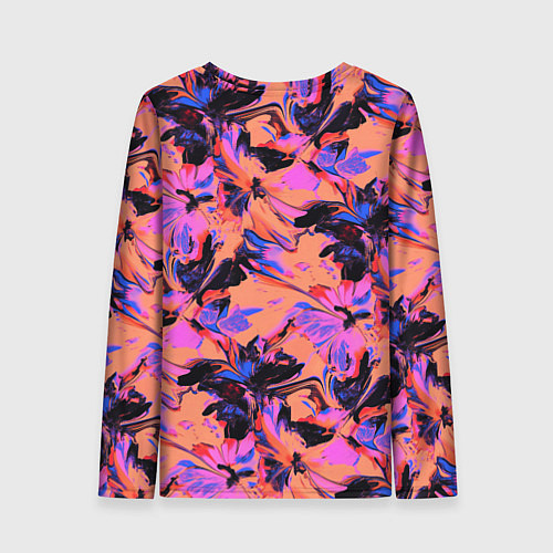 Женский лонгслив Абстрактные цветы - текучая краска / 3D-принт – фото 2