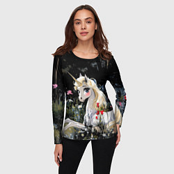 Лонгслив женский Единорожка с золотыми копытами, цвет: 3D-принт — фото 2