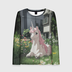 Лонгслив женский Единорог в городе, цвет: 3D-принт