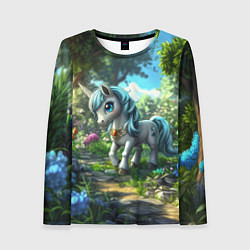 Лонгслив женский Единорожка в дневном лесу, цвет: 3D-принт