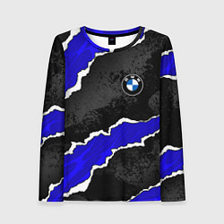 Женский лонгслив BMW - синие разрывы