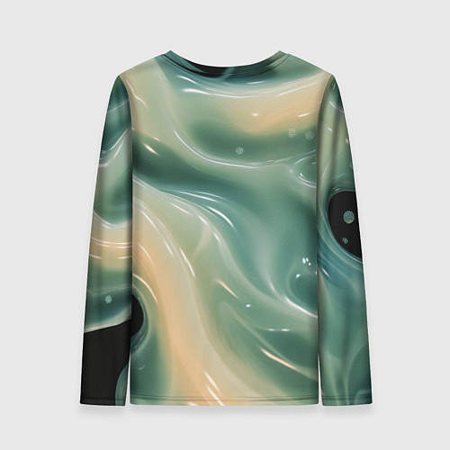 Женский лонгслив Лазурная слизь на черном текстура / 3D-принт – фото 2