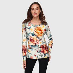 Лонгслив женский Паттерн с переплетением цветов, цвет: 3D-принт — фото 2