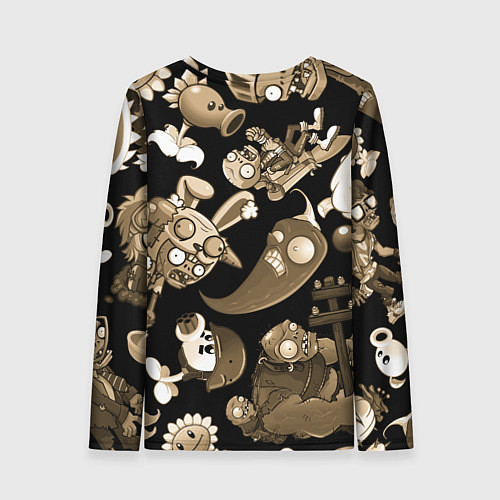 Женский лонгслив Растения против зомби в бежевом цвете / 3D-принт – фото 2
