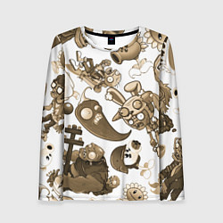 Женский лонгслив Растения против зомби в бежевых тонах