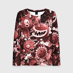 Женский лонгслив Растения против зомби в красном цвете