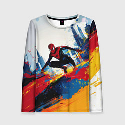 Женский лонгслив Человек - паук и пролитая краска