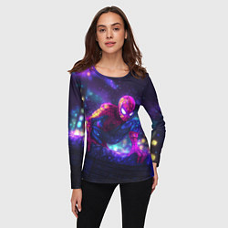 Лонгслив женский Человек-паук неоновый свет, цвет: 3D-принт — фото 2