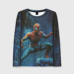 Женский лонгслив Человек - паук в ночном городе