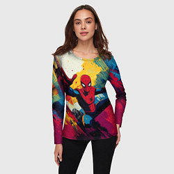 Лонгслив женский Человек паук висит на паутине, цвет: 3D-принт — фото 2