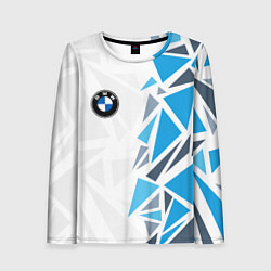 Лонгслив женский Бмв - фрагментация синяя, цвет: 3D-принт