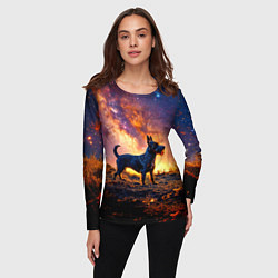 Лонгслив женский Скотч-терьер в космосе, цвет: 3D-принт — фото 2