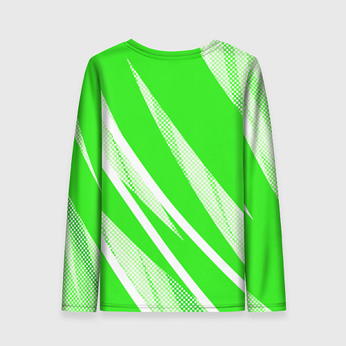 Женский лонгслив Яблочный зелёный абстракция с полосами / 3D-принт – фото 2