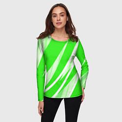 Лонгслив женский Яблочный зелёный абстракция с полосами, цвет: 3D-принт — фото 2