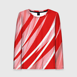 Женский лонгслив Красно-белый абстракция с полосами