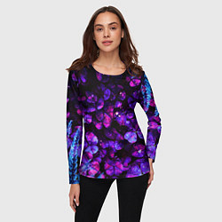 Лонгслив женский Флуоресцентные цветы, цвет: 3D-принт — фото 2
