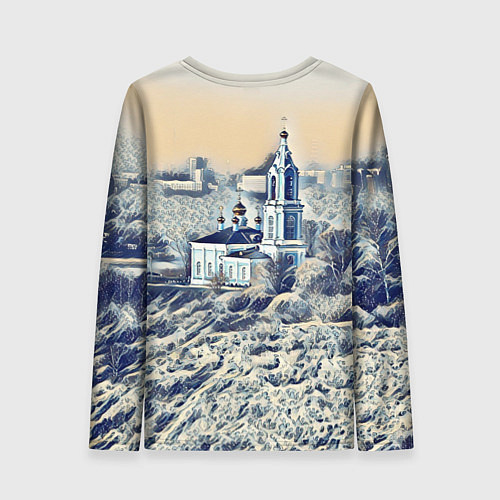 Женский лонгслив Храм на фоне современного города / 3D-принт – фото 2