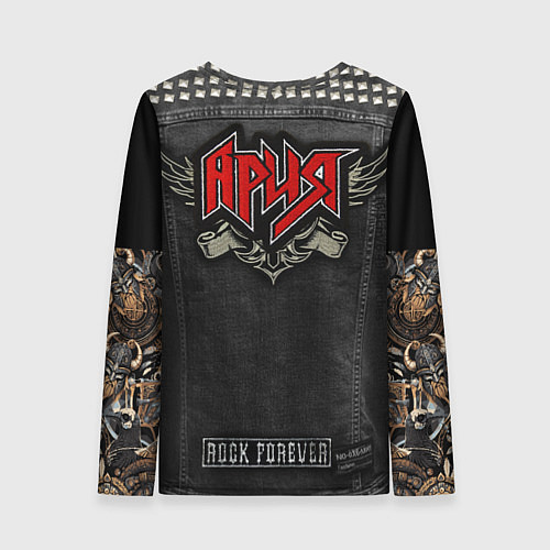 Женский лонгслив Джинсовка Ария с татуировками викингов / 3D-принт – фото 2