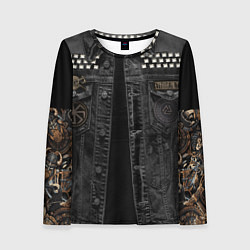 Женский лонгслив Джинсовка с славянским викингом и татуировками