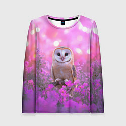 Женский лонгслив Сова на блестящем фоне