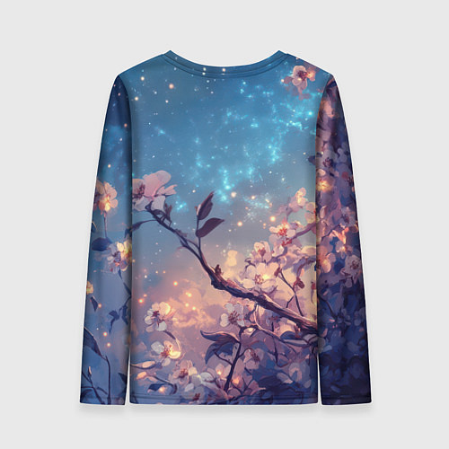 Женский лонгслив Сова на фоне ночного неба / 3D-принт – фото 2