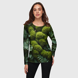 Лонгслив женский Зеленый мох и листья, цвет: 3D-принт — фото 2