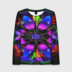 Женский лонгслив Неоновая психоделика лепестки