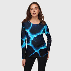 Лонгслив женский Голубая потертая текстура с разломом, цвет: 3D-принт — фото 2