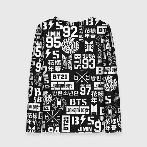 Женский лонгслив Bangtan Boys pattern black / 3D-принт – фото 2