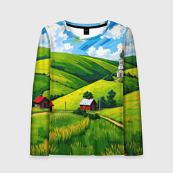 Лонгслив женский Русская деревенька, цвет: 3D-принт