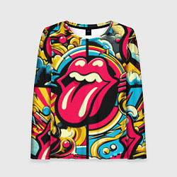 Женский лонгслив Rolling Stones logo - pop art pattern