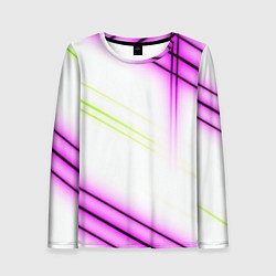 Женский лонгслив Green white pink line