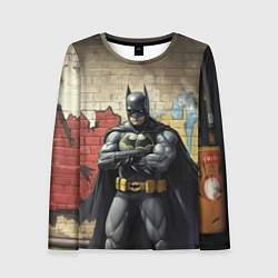 Лонгслив женский Бэтмен на фоне стены, цвет: 3D-принт