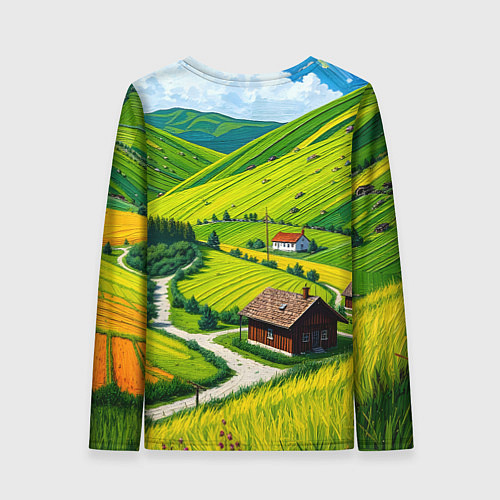 Женский лонгслив Русская душа и поле / 3D-принт – фото 2