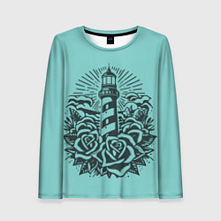 Лонгслив женский Маяк и розы, цвет: 3D-принт