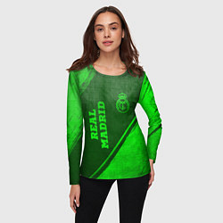 Лонгслив женский Real Madrid - green gradient вертикально, цвет: 3D-принт — фото 2