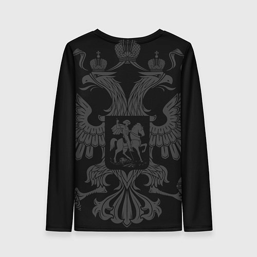 Женский лонгслив Российский герб на чёрном фоне / 3D-принт – фото 2