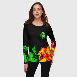 Лонгслив женский Амонг ас огненная текстура, цвет: 3D-принт — фото 2