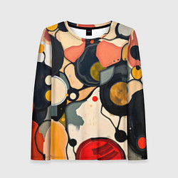 Женский лонгслив Абстракция с кругами и краской