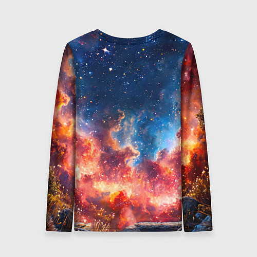 Женский лонгслив Корги и космическое небо / 3D-принт – фото 2