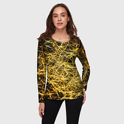Лонгслив женский Золотое плетение на черном, цвет: 3D-принт — фото 2