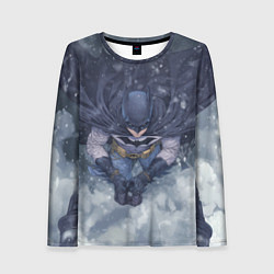 Женский лонгслив Бэтмен на фоне снегопада