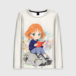 Женский лонгслив Аниме девушка и книга