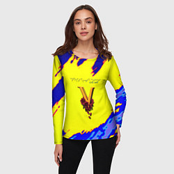 Лонгслив женский Cyberpunk краски неоновые, цвет: 3D-принт — фото 2