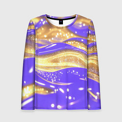 Лонгслив женский Фиолетово-золотая жидкая текстура, цвет: 3D-принт