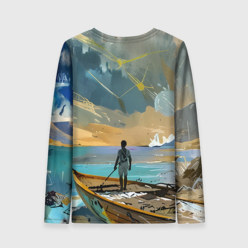 Женский лонгслив Мальчик и лодка / 3D-принт – фото 2