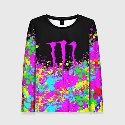Лонгслив женский Monster energy краски неоновые, цвет: 3D-принт